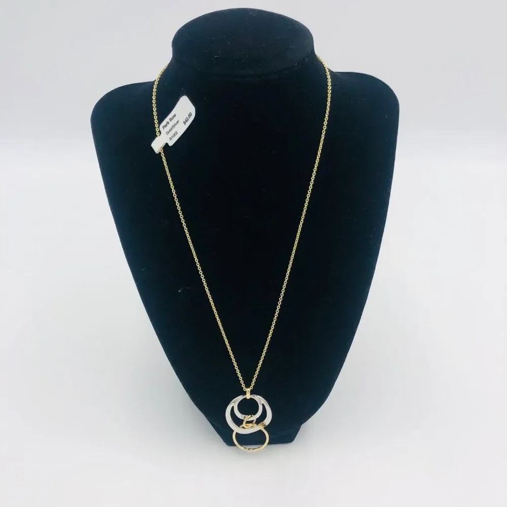 Brand New Gold & Silver Park‎ Row  Three Layer Circle Pendant Necklace For Women